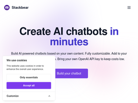 Stackbear - Unlock limitless chatbot creation with personalized AI, multilingual support, and cost-effective messaging.