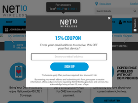 'net10wireless.com' screenshot
