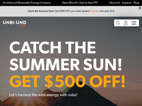 'unboundsolar.com' screenshot