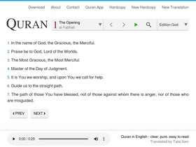 'clearquran.com' screenshot