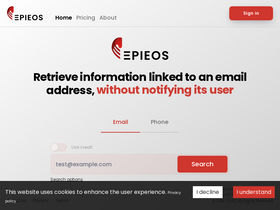 'epieos.com' screenshot