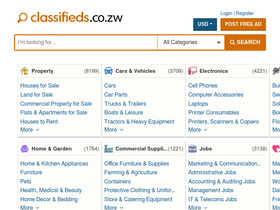 'classifieds.co.zw' screenshot