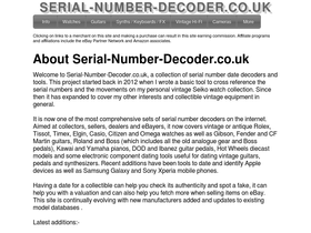 'serial-number-decoder.com' screenshot