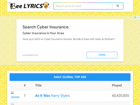 'beelyrics.net' screenshot