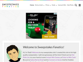 'sweepstakesfanatics.com' screenshot