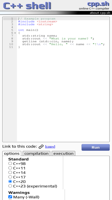 online C++ compiler - cpp.sh - Programmer Sought