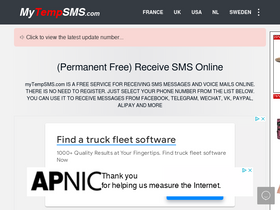 'mytempsms.com' screenshot