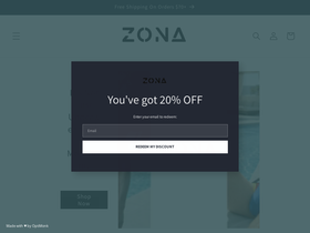 zonaclothing.com homepage screenshot