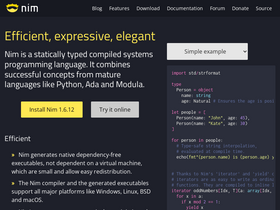'nim-lang.org' screenshot