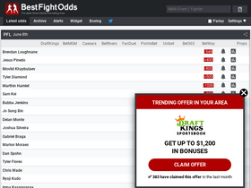 'bestfightodds.com' screenshot