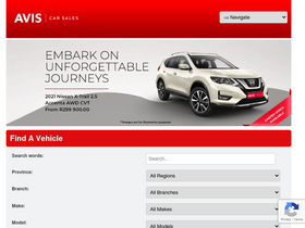 'aviscarsales.co.za' screenshot