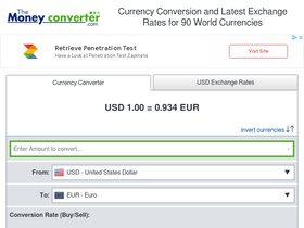 'themoneyconverter.com' screenshot