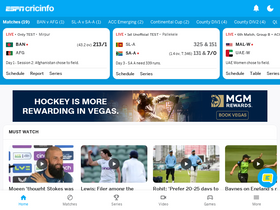 'cricinfo.com' screenshot