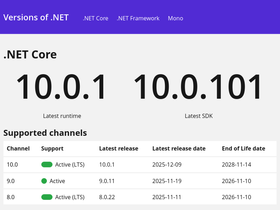 'versionsof.net' screenshot