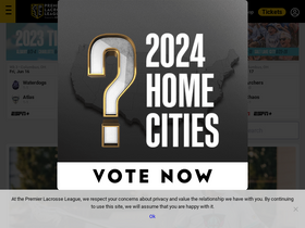 'premierlacrosseleague.com' screenshot