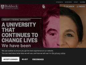 'bbk.ac.uk' screenshot