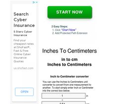 'inches-to-cm.appspot.com' screenshot