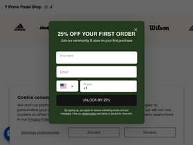 primepadel.shop homepage screenshot