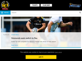 'exeterchiefs.co.uk' screenshot