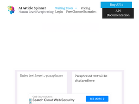 'aiarticlespinner.co' screenshot