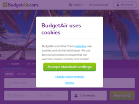 'budgetair.in' screenshot