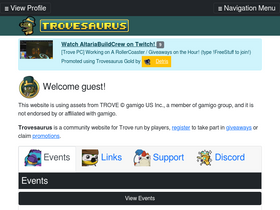 'trovesaurus.com' screenshot