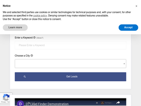 'd7leadfinder.com' screenshot