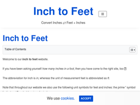 'inchtofeet.com' screenshot