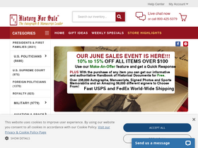 'historyforsale.com' screenshot
