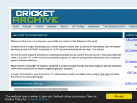 'cricketarchive.com' screenshot