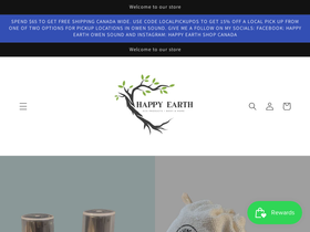 happyearthshop.ca homepage screenshot