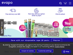 'evapo.co.uk' screenshot