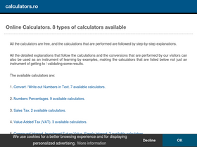 'calculators.ro' screenshot