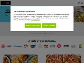 'tastecard.co.uk' screenshot