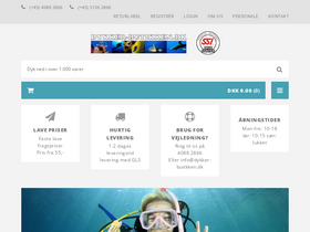 Dykker Butikken homepage screenshot