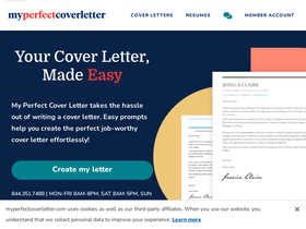 'myperfectcoverletter.com' screenshot