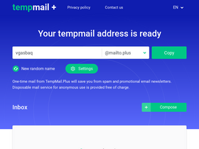 'tempmail.plus' screenshot