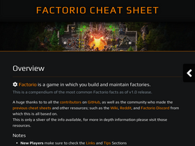 'factoriocheatsheet.com' screenshot