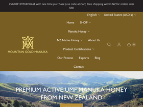mountaingoldmanuka.nz homepage screenshot