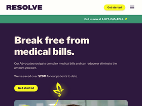 'resolvemedicalbills.com' screenshot