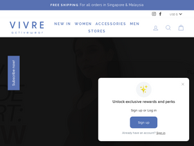 Vivre Activewear website screenshot