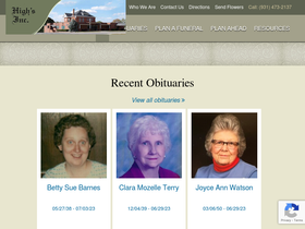 'highfuneralhome.com' screenshot