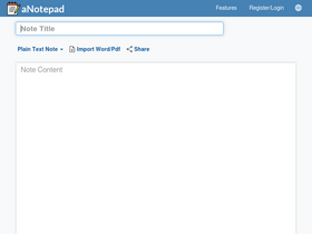 'anotepad.com' screenshot