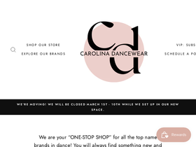 carolinadancewear.com homepage screenshot