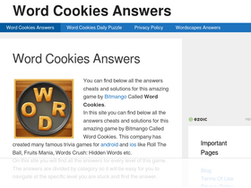 'wordscookiesanswers.com' screenshot