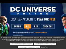 'dcuniverseonline.com' screenshot