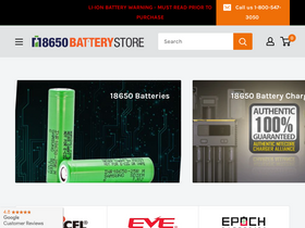 '18650batterystore.com' screenshot