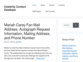 'celebritycontactdatabase.com' screenshot