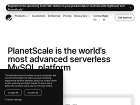 'planetscale.com' screenshot