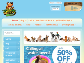 daddyspetsupply.com homepage screenshot